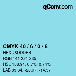 颜色代码: CMYK 40 / 6 / 0 / 8 | qconv.com