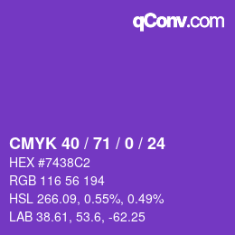 颜色代码: CMYK 40 / 71 / 0 / 24 | qconv.com