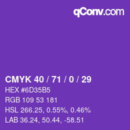 Código de color: CMYK 40 / 71 / 0 / 29 | qconv.com