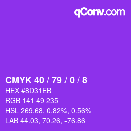 カラーコード: CMYK 40 / 79 / 0 / 8 | qconv.com