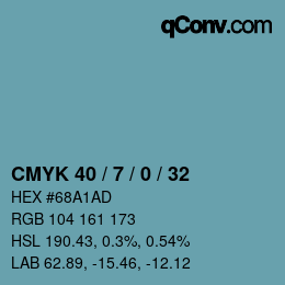カラーコード: CMYK 40 / 7 / 0 / 32 | qconv.com