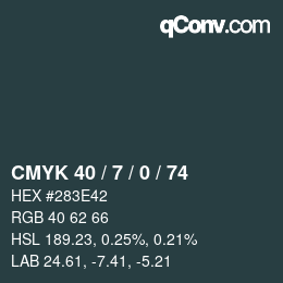 カラーコード: CMYK 40 / 7 / 0 / 74 | qconv.com