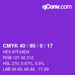 Color code: CMYK 40 / 80 / 0 / 17 | qconv.com