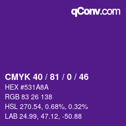 颜色代码: CMYK 40 / 81 / 0 / 46 | qconv.com