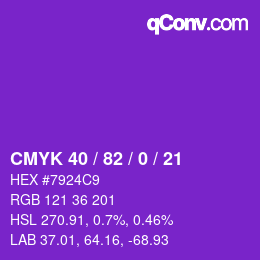 Color code: CMYK 40 / 82 / 0 / 21 | qconv.com