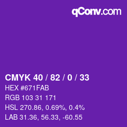 Color code: CMYK 40 / 82 / 0 / 33 | qconv.com