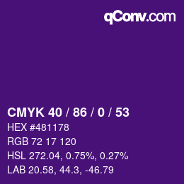 颜色代码: CMYK 40 / 86 / 0 / 53 | qconv.com
