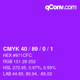 カラーコード: CMYK 40 / 89 / 0 / 1 | qconv.com