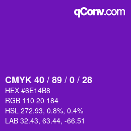 Color code: CMYK 40 / 89 / 0 / 28 | qconv.com