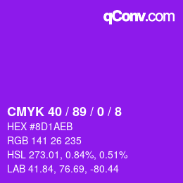 カラーコード: CMYK 40 / 89 / 0 / 8 | qconv.com