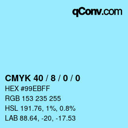 颜色代码: CMYK 40 / 8 / 0 / 0 | qconv.com