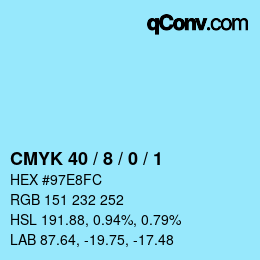 カラーコード: CMYK 40 / 8 / 0 / 1 | qconv.com