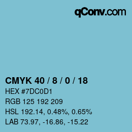 颜色代码: CMYK 40 / 8 / 0 / 18 | qconv.com