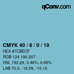 Color code: CMYK 40 / 8 / 0 / 19 | qconv.com