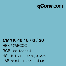 カラーコード: CMYK 40 / 8 / 0 / 20 | qconv.com