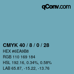 颜色代码: CMYK 40 / 8 / 0 / 28 | qconv.com