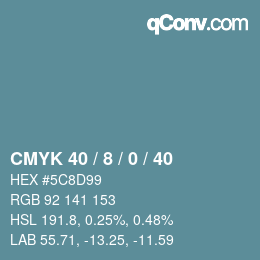颜色代码: CMYK 40 / 8 / 0 / 40 | qconv.com
