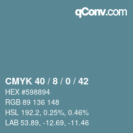 颜色代码: CMYK 40 / 8 / 0 / 42 | qconv.com