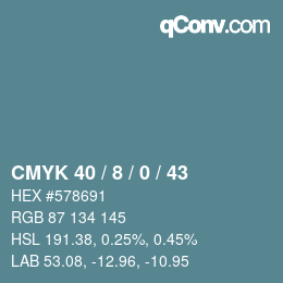 Farbcode: CMYK 40 / 8 / 0 / 43 | qconv.com