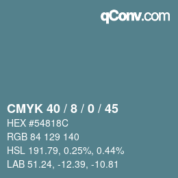 カラーコード: CMYK 40 / 8 / 0 / 45 | qconv.com