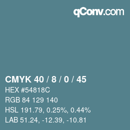 カラーコード: CMYK 40 / 8 / 0 / 45 | qconv.com