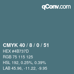 Color code: CMYK 40 / 8 / 0 / 51 | qconv.com