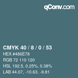 カラーコード: CMYK 40 / 8 / 0 / 53 | qconv.com