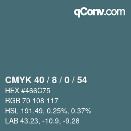 颜色代码: CMYK 40 / 8 / 0 / 54 | qconv.com