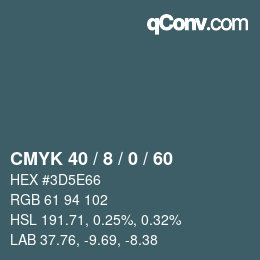 Color code: CMYK 40 / 8 / 0 / 60 | qconv.com