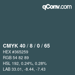 カラーコード: CMYK 40 / 8 / 0 / 65 | qconv.com