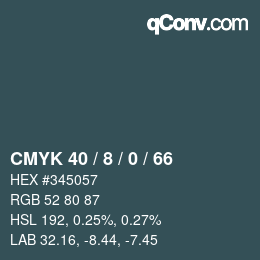 颜色代码: CMYK 40 / 8 / 0 / 66 | qconv.com