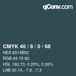 カラーコード: CMYK 40 / 8 / 0 / 68 | qconv.com