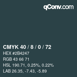 カラーコード: CMYK 40 / 8 / 0 / 72 | qconv.com