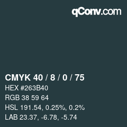 カラーコード: CMYK 40 / 8 / 0 / 75 | qconv.com