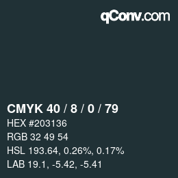 カラーコード: CMYK 40 / 8 / 0 / 79 | qconv.com