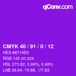 Color code: CMYK 40 / 91 / 0 / 12 | qconv.com