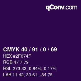 Color code: CMYK 40 / 91 / 0 / 69 | qconv.com
