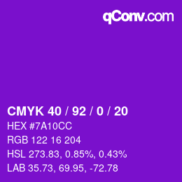 颜色代码: CMYK 40 / 92 / 0 / 20 | qconv.com