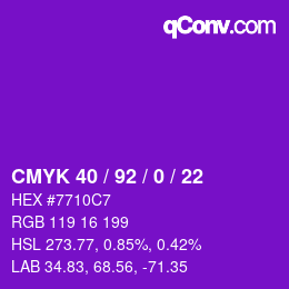 カラーコード: CMYK 40 / 92 / 0 / 22 | qconv.com
