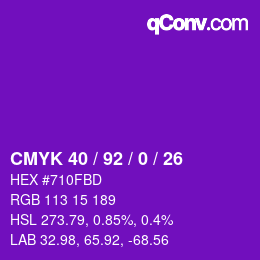 カラーコード: CMYK 40 / 92 / 0 / 26 | qconv.com