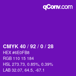 カラーコード: CMYK 40 / 92 / 0 / 28 | qconv.com