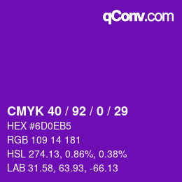 カラーコード: CMYK 40 / 92 / 0 / 29 | qconv.com