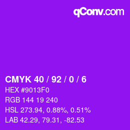 カラーコード: CMYK 40 / 92 / 0 / 6 | qconv.com