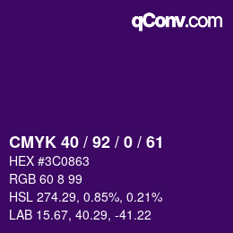 カラーコード: CMYK 40 / 92 / 0 / 61 | qconv.com