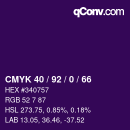 Color code: CMYK 40 / 92 / 0 / 66 | qconv.com