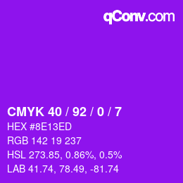 颜色代码: CMYK 40 / 92 / 0 / 7 | qconv.com