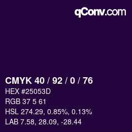 カラーコード: CMYK 40 / 92 / 0 / 76 | qconv.com