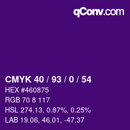 カラーコード: CMYK 40 / 93 / 0 / 54 | qconv.com