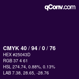 Color code: CMYK 40 / 94 / 0 / 76 | qconv.com