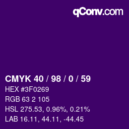 カラーコード: CMYK 40 / 98 / 0 / 59 | qconv.com